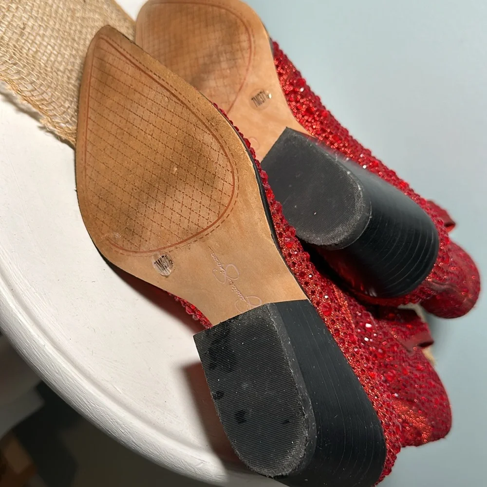 Jessica Simpson RED Glitter boots size 7 - Picture 4 of 12
